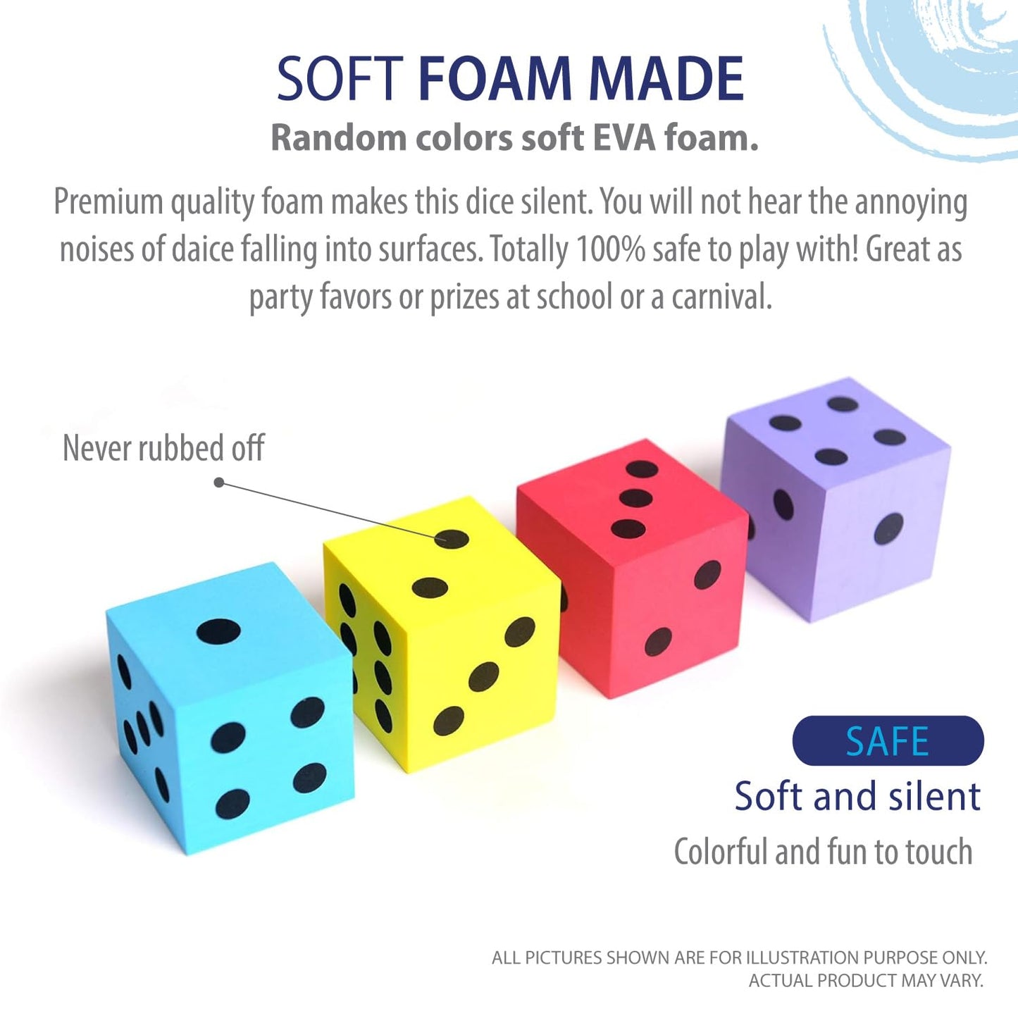 Deke Home Foam Dice Set (Pack of 4) - Jumbo 1.96 inch Dice for Classroom & Home Learning