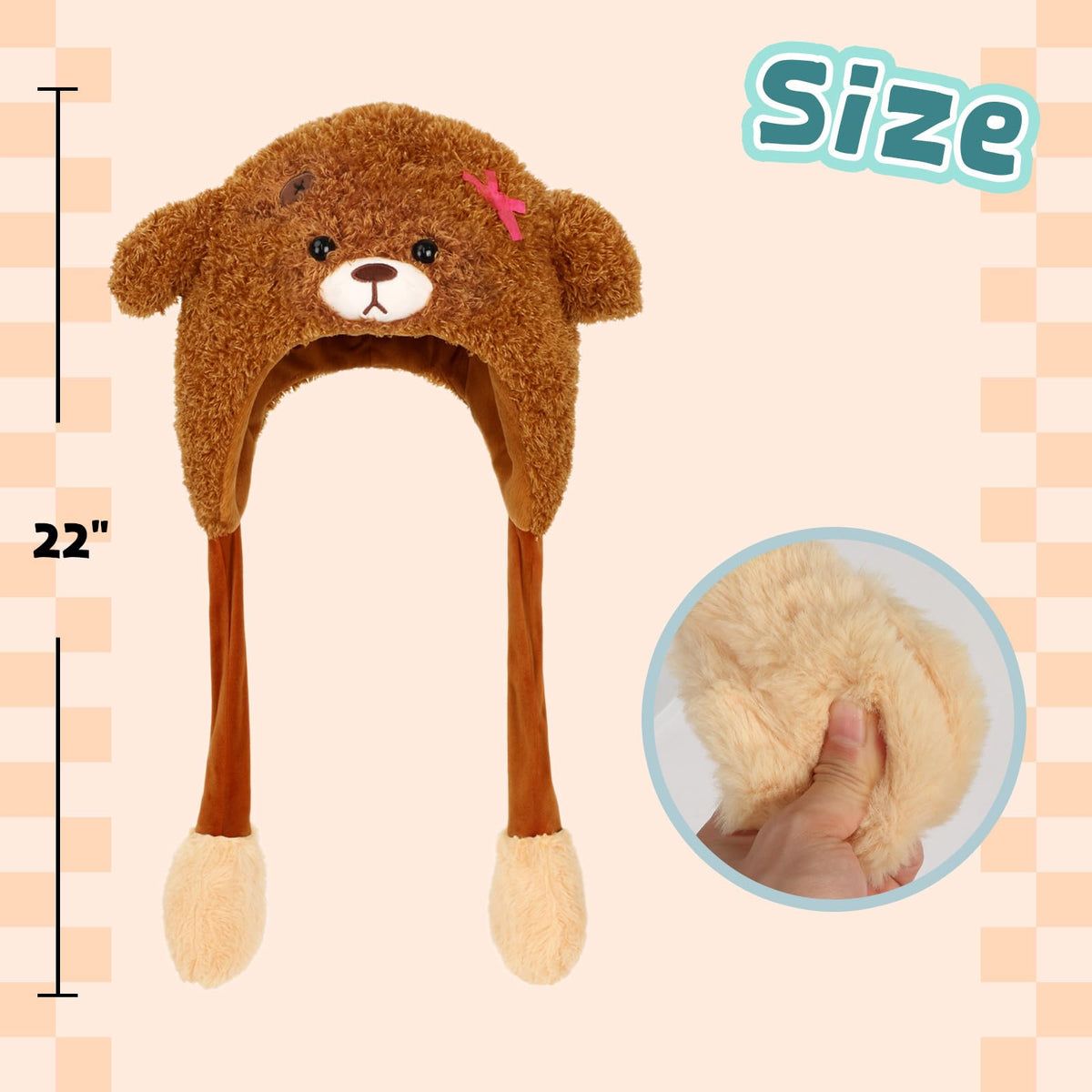 Deletoys Animal Plush Hat with Moving Ears – Fun Cosplay Hat for Kids & Adults