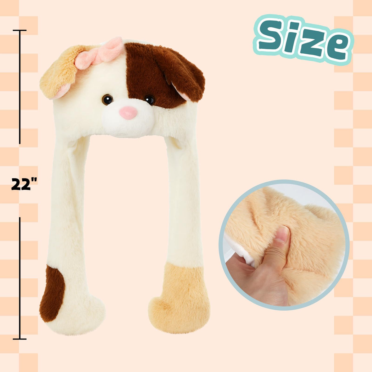 Deletoys Animal Plush Hat with Moving Ears – Cat, Bunny & More | Fun Cosplay Hat for Kids & Adults