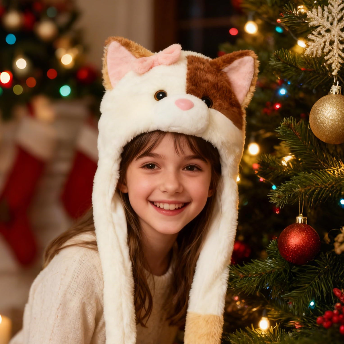 Deletoys Animal Plush Hat with Moving Ears – Cat, Bunny & More | Fun Cosplay Hat for Kids & Adults