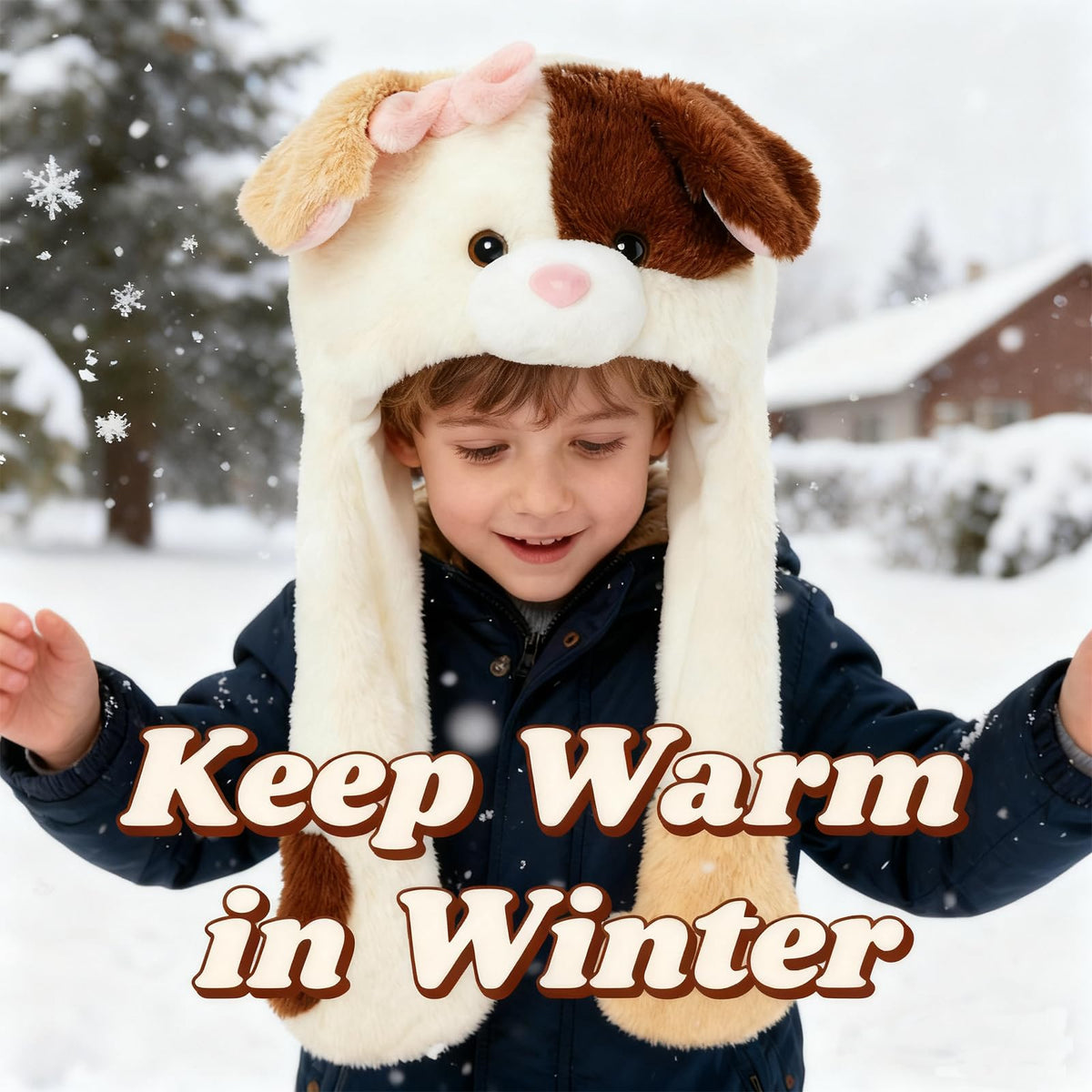 Deletoys Animal Plush Hat with Moving Ears – Cat, Bunny & More | Fun Cosplay Hat for Kids & Adults