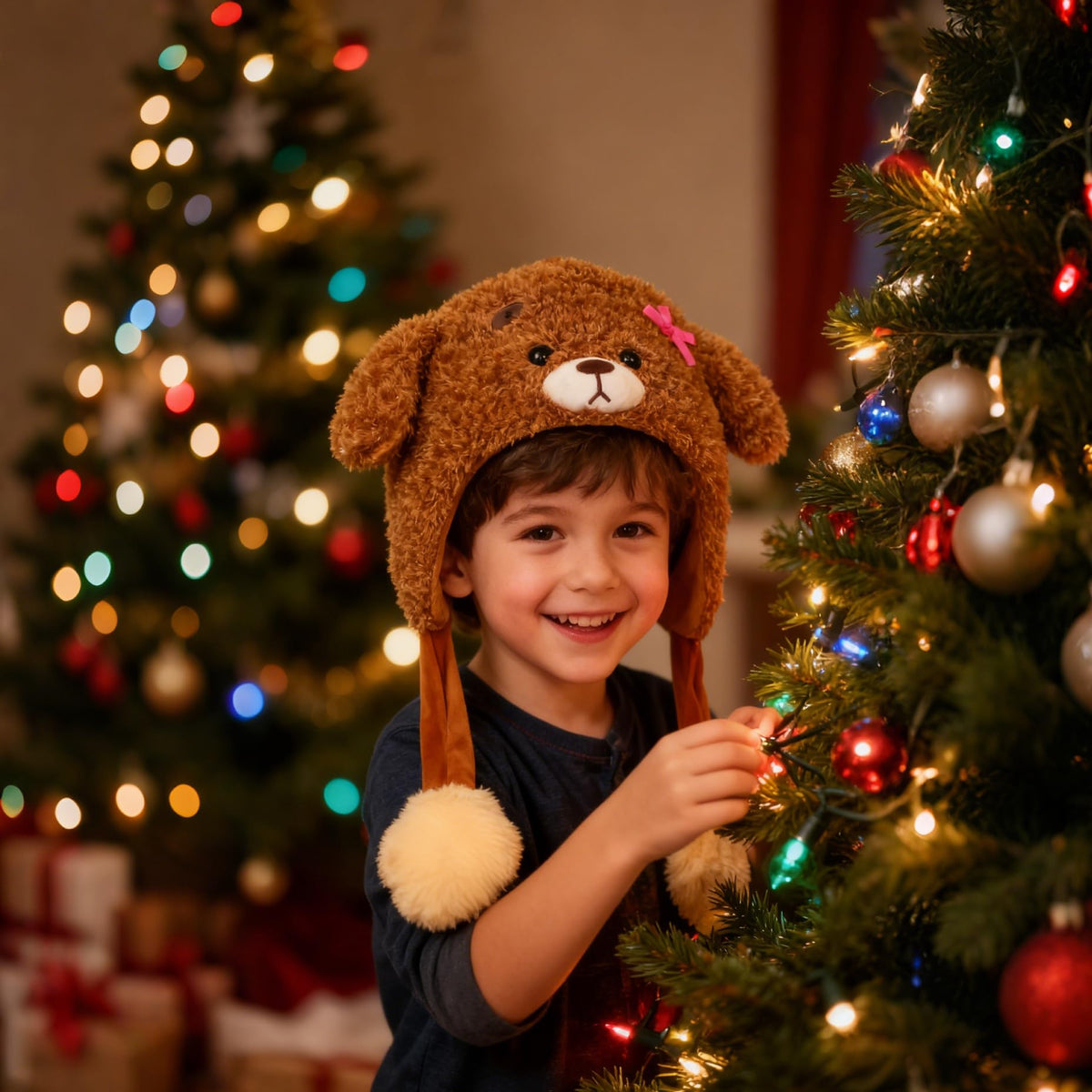 Deletoys Animal Plush Hat with Moving Ears – Fun Cosplay Hat for Kids & Adults