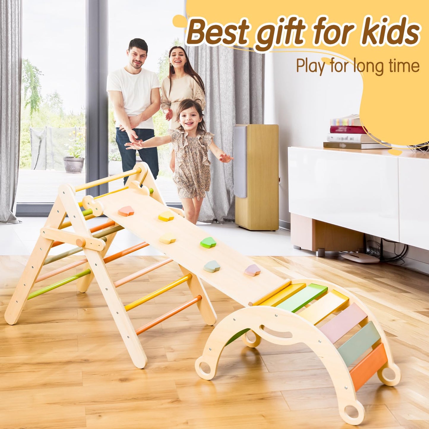 Deli 7-in-1 Pikler Triangle Set – Large Indoor Climber for Toddlers