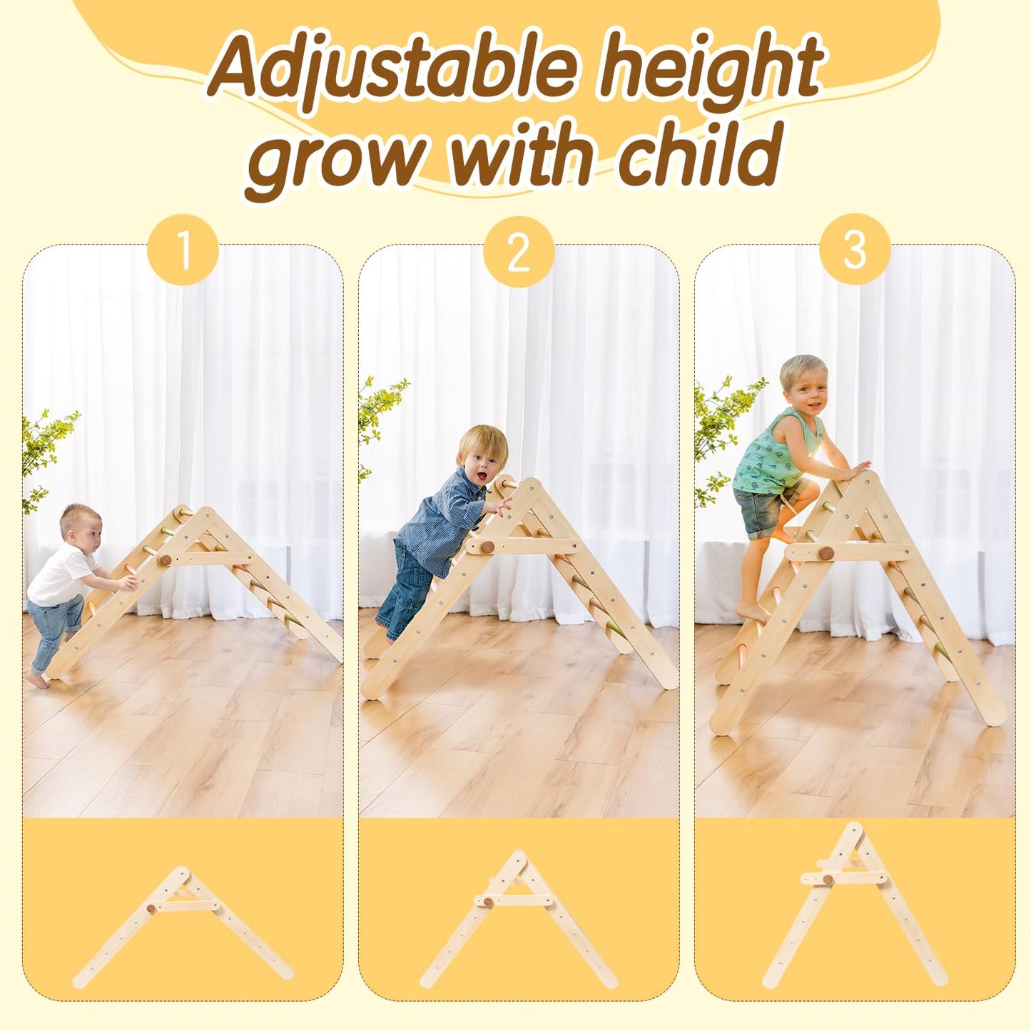 Deli 7-in-1 Pikler Triangle Set – Large Indoor Climber for Toddlers