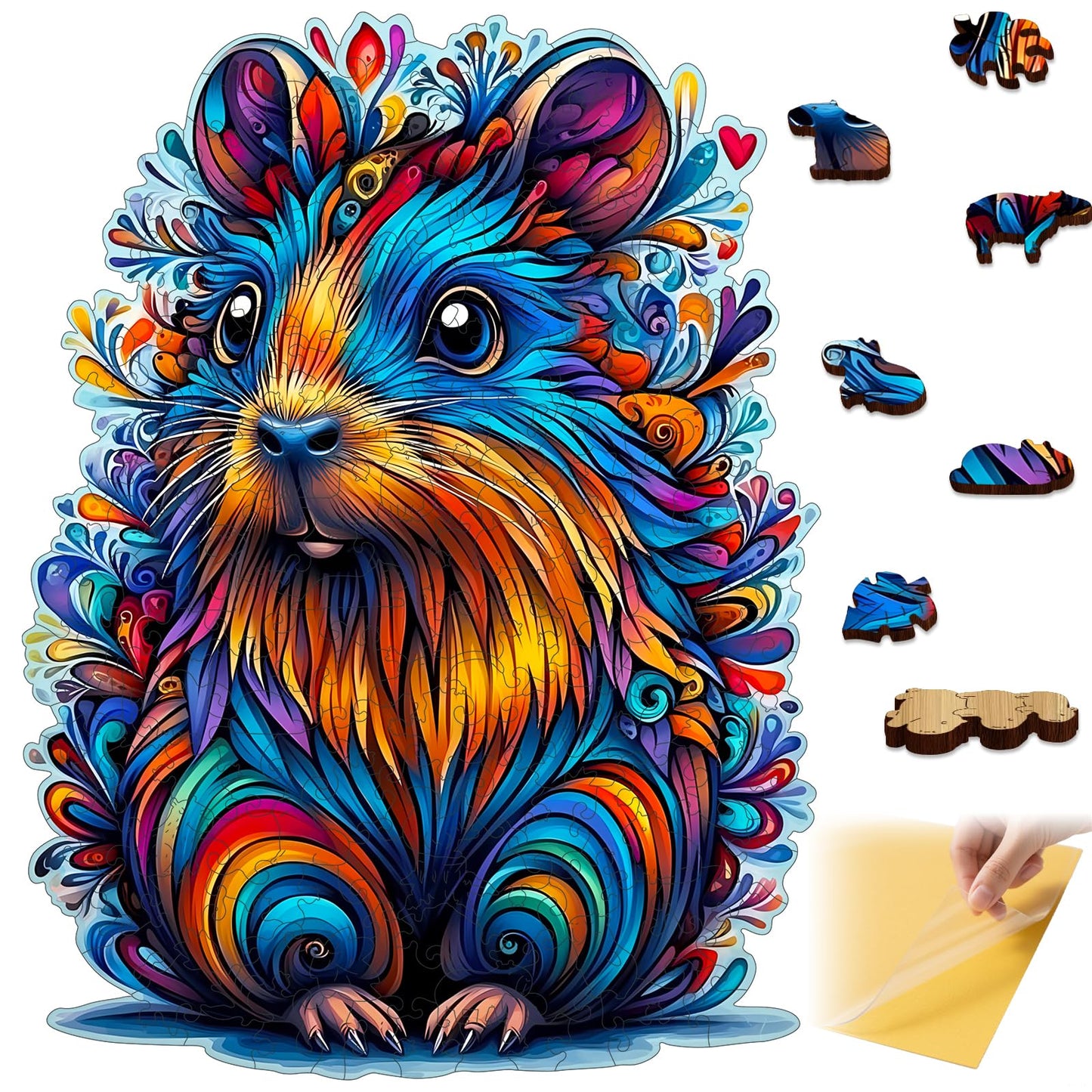 Delobil Capybara 200-Piece Wooden Puzzle for Adults – 5mm Thick, Unique Shape, Family Gift