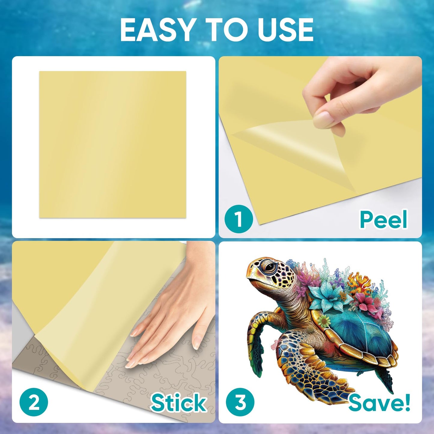 Delobil Coral Sea Turtle 500-Piece Wooden Puzzle – Unique Shapes