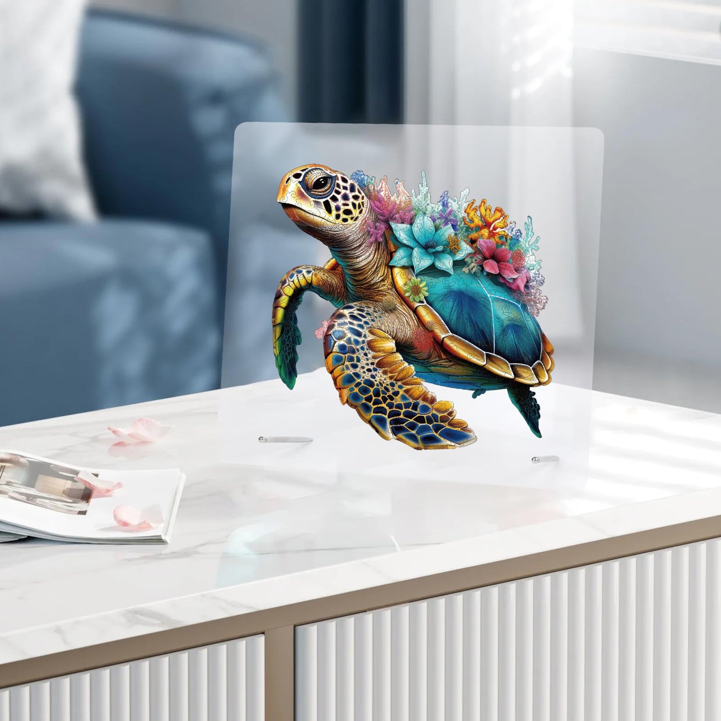 Delobil Coral Sea Turtle 500-Piece Wooden Puzzle – Unique Shapes