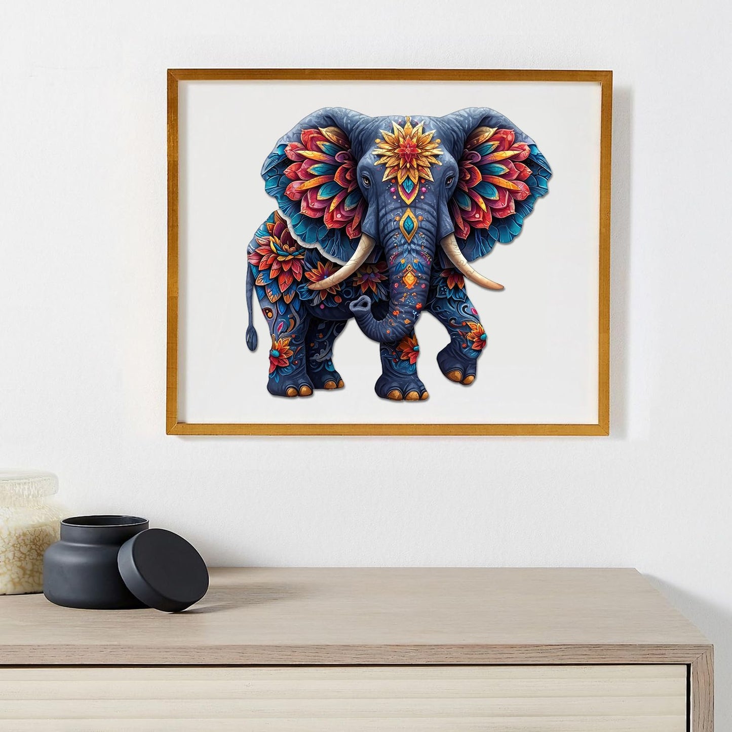 Delobil Elephant Wooden Jigsaw Puzzle – 300 Pieces in a Wooden Box | Unique Shape & Durable Craft
