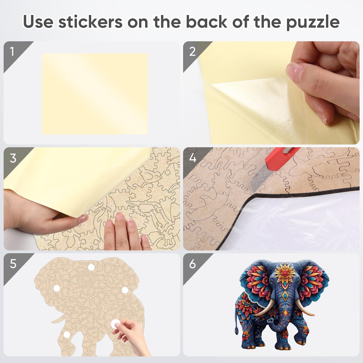 Delobil Elephant Wooden Jigsaw Puzzle – 300 Pieces in a Wooden Box | Unique Shape & Durable Craft