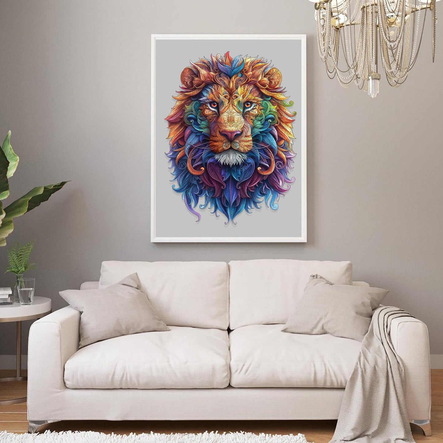 Delobil Lion 500-Piece Wooden Puzzle – Unique Shape Jigsaw, Royal Size 15.2 x 16.9 inches