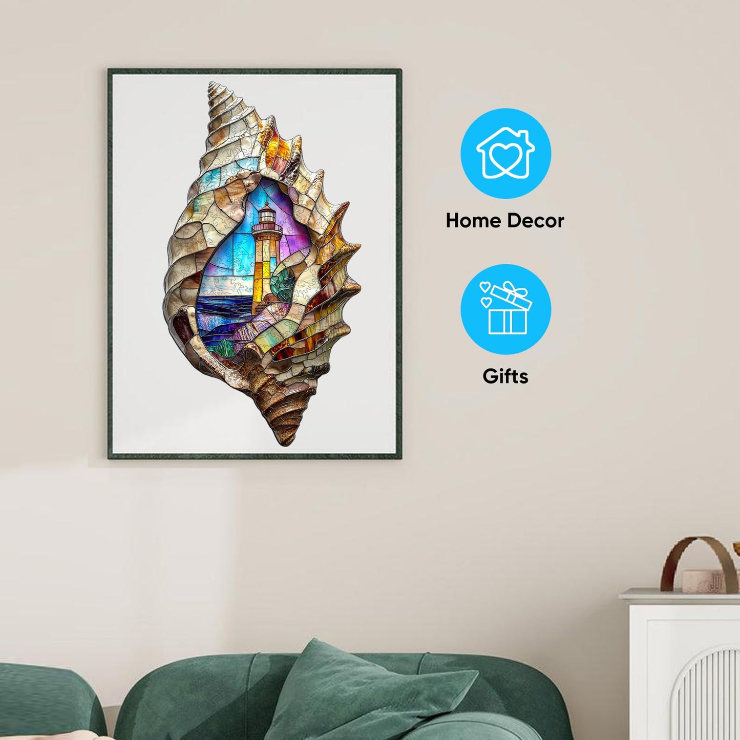 Delobil Shell Landscape 500-Piece Wooden Puzzle – Unique Coastal Design (23.2 x 13.2 in)