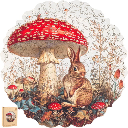 Delobil Mushroom Bunny Puzzle – 200-Piece Easter Jigsaw with Storage Box