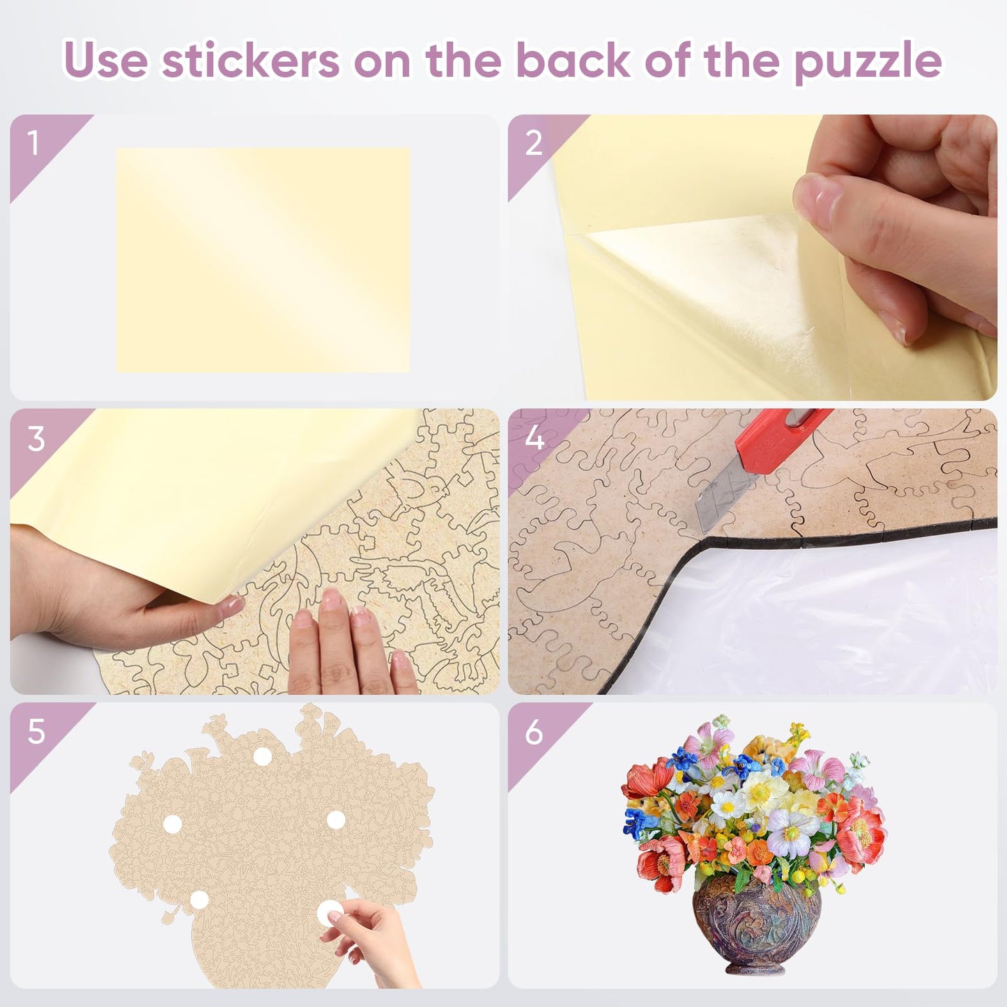 Delobil Flower Wooden Puzzles for Adults — 200-Piece Vase Jigsaw (11" x 11.3"), Unique Shape, Gift for Mom & Family