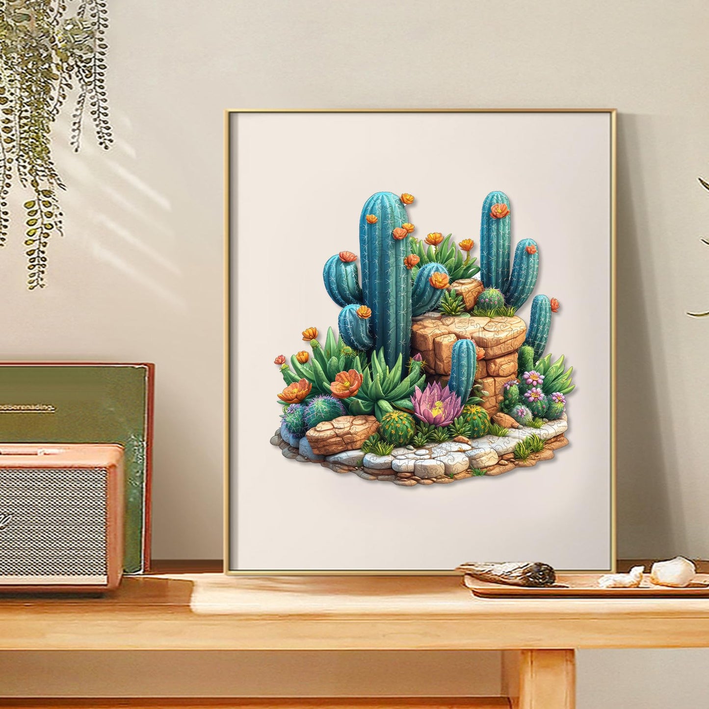 Delobil Succulent Cactus Wooden Puzzle – 500 Pieces, 16.7'' x 16.2''