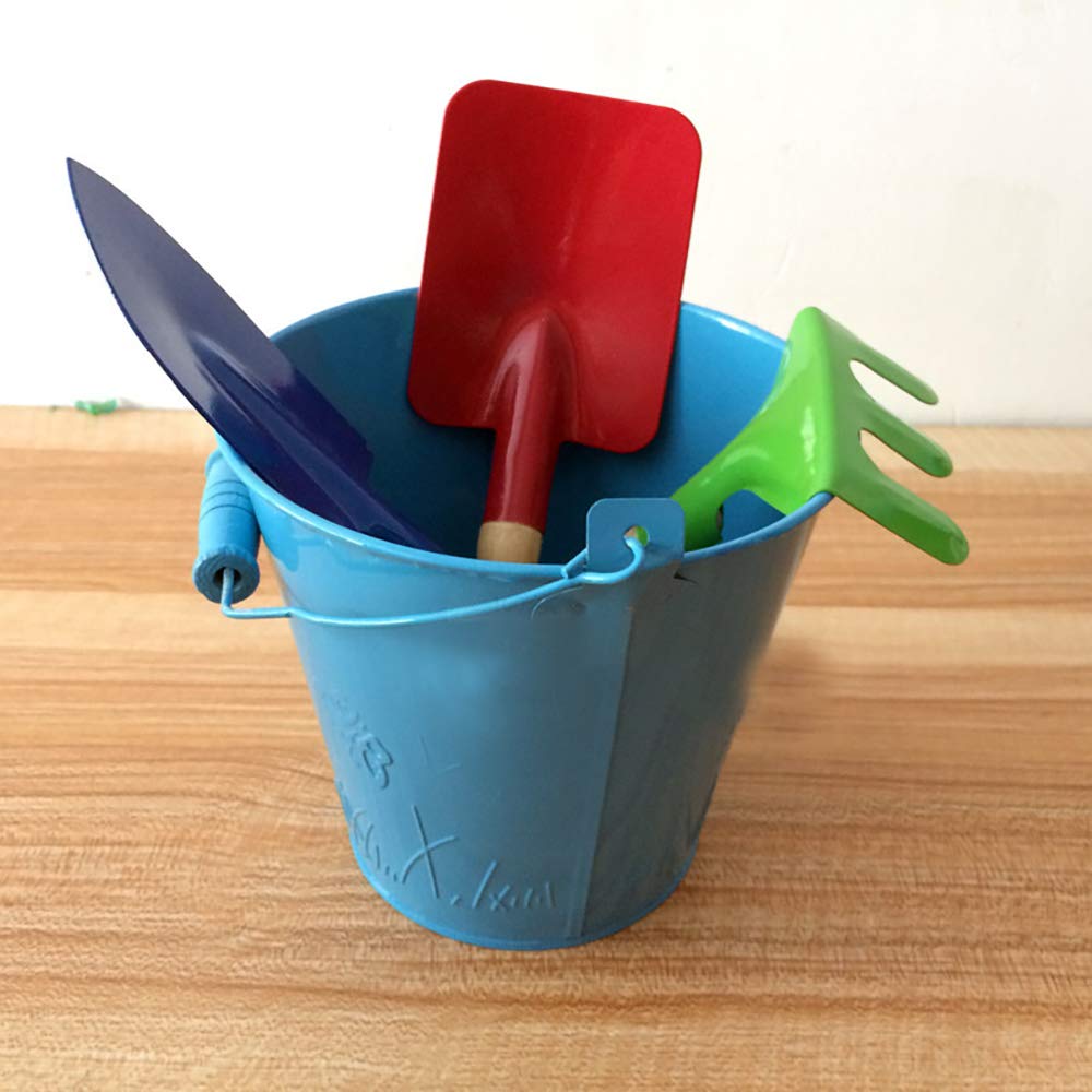 Delphinus Kids 6-Piece Gardening Tool Set — Metal Tools with Wooden Handles, 8-Inch