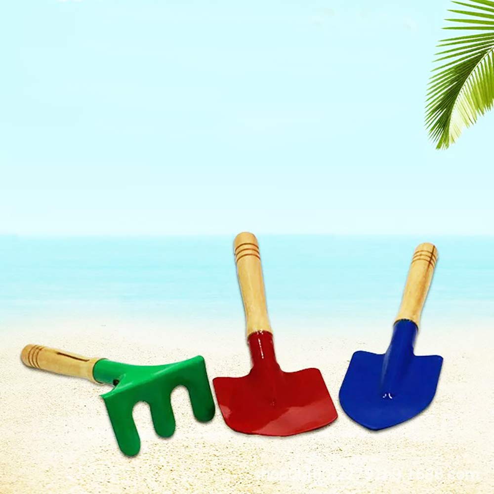 Delphinus Kids 6-Piece Gardening Tool Set — Metal Tools with Wooden Handles, 8-Inch