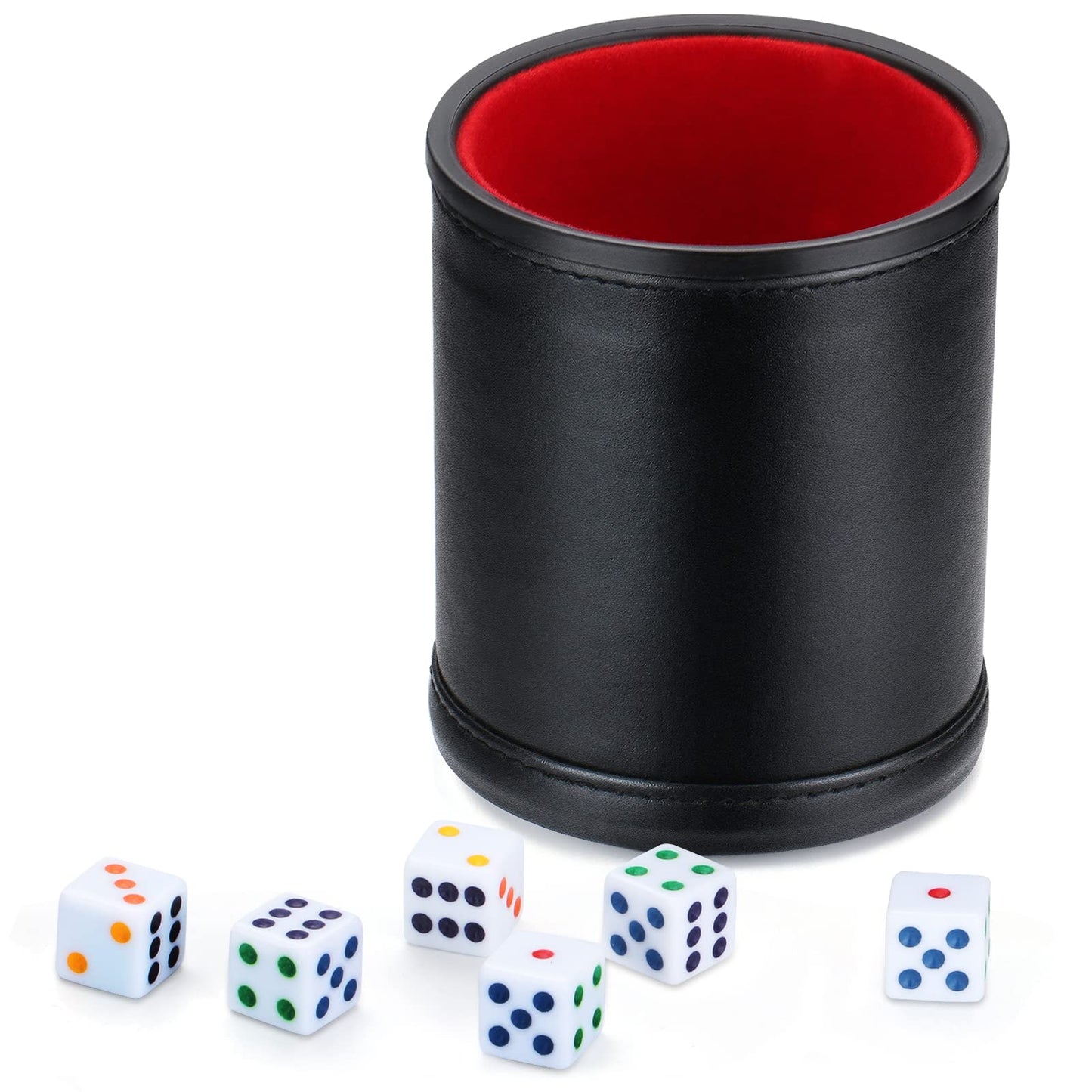 Delta-shop Felt Lined Professional Dice Cup – 6 Dice Included | Quiet Yahtzee Play