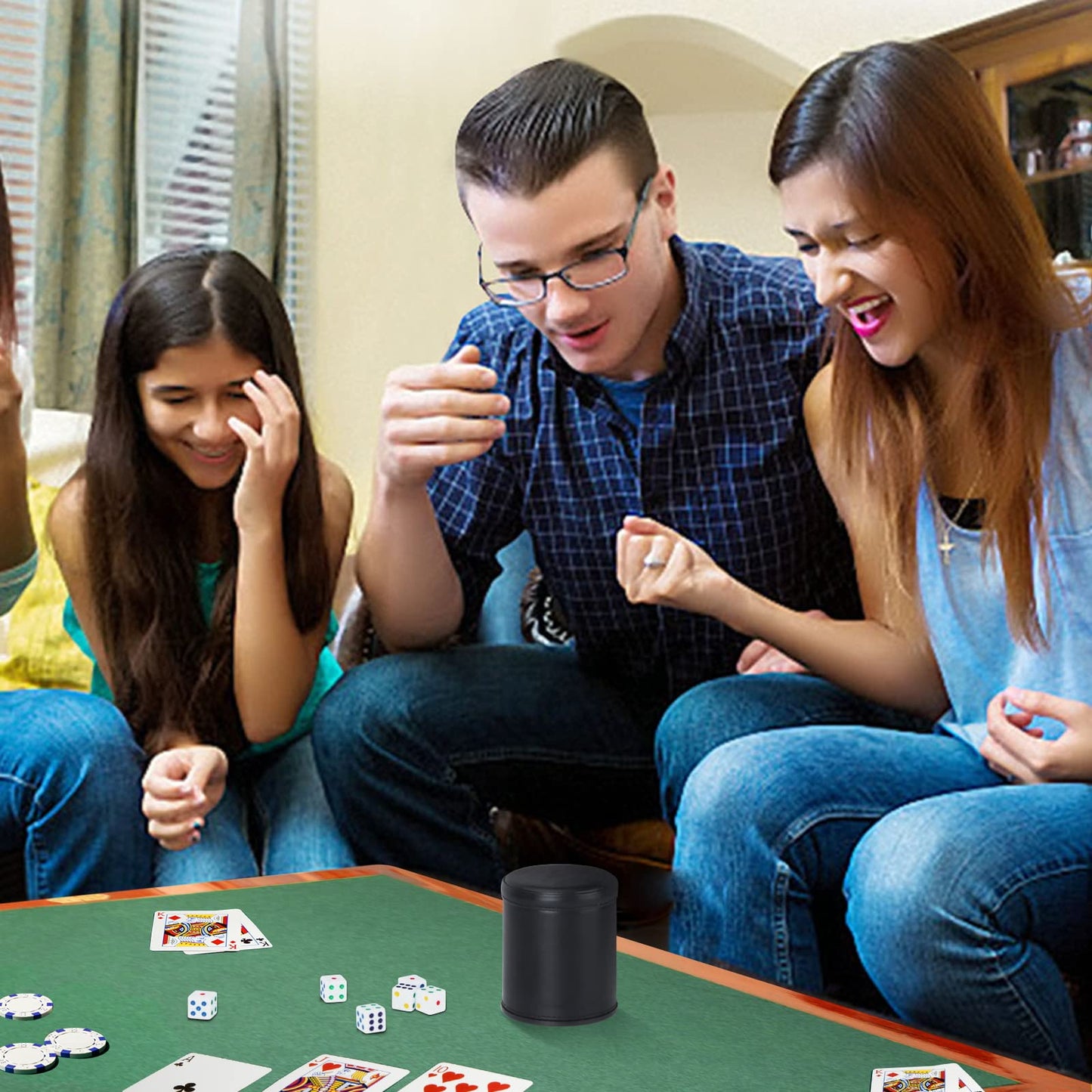 Delta-shop Felt Lined Professional Dice Cup – 6 Dice Included | Quiet Yahtzee Play