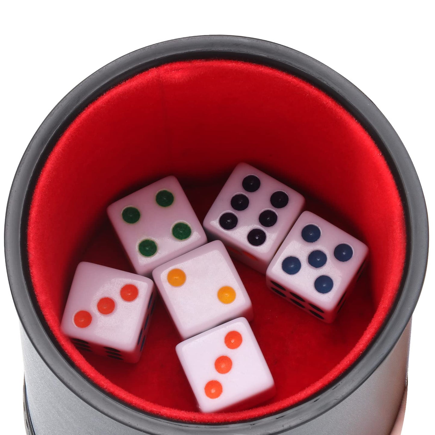 Delta-shop Felt Lined Professional Dice Cup – 6 Dice Included | Quiet Yahtzee Play
