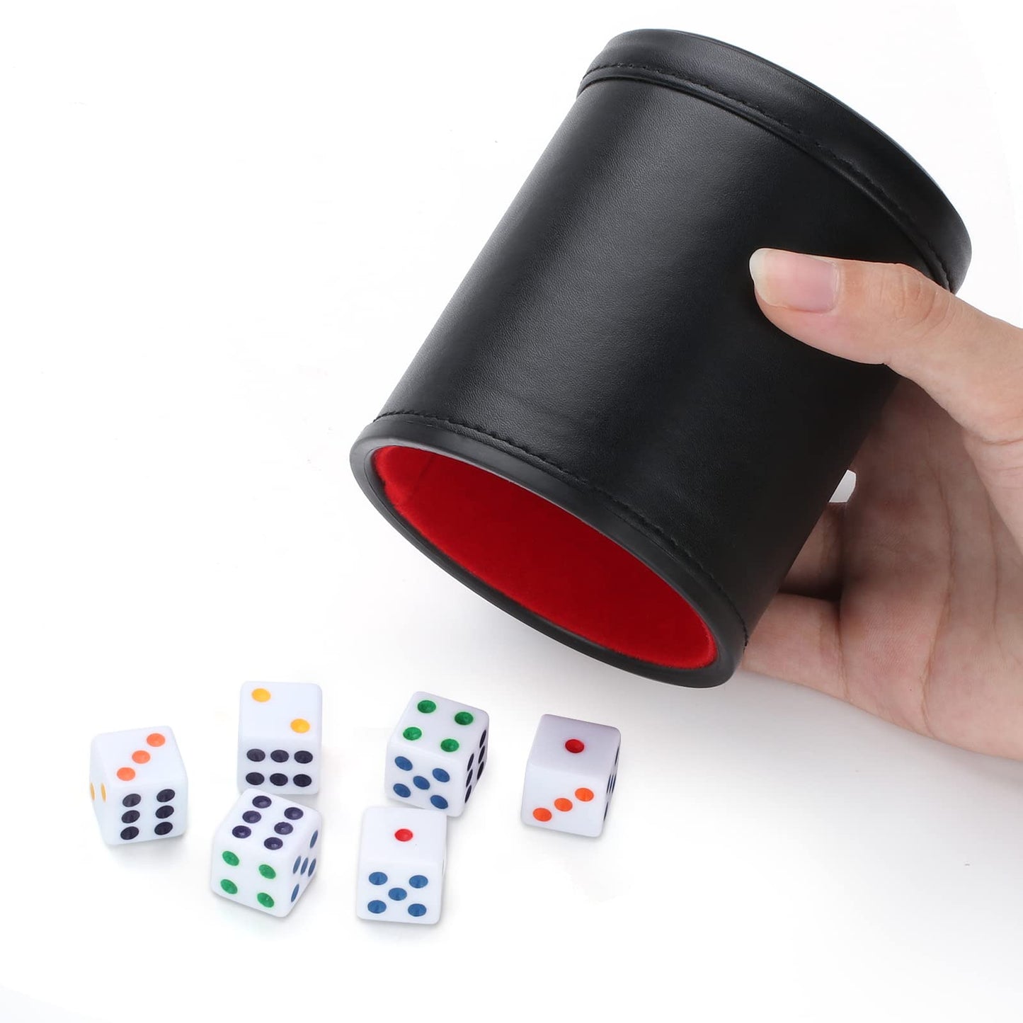 Delta-shop Felt Lined Professional Dice Cup – 6 Dice Included | Quiet Yahtzee Play