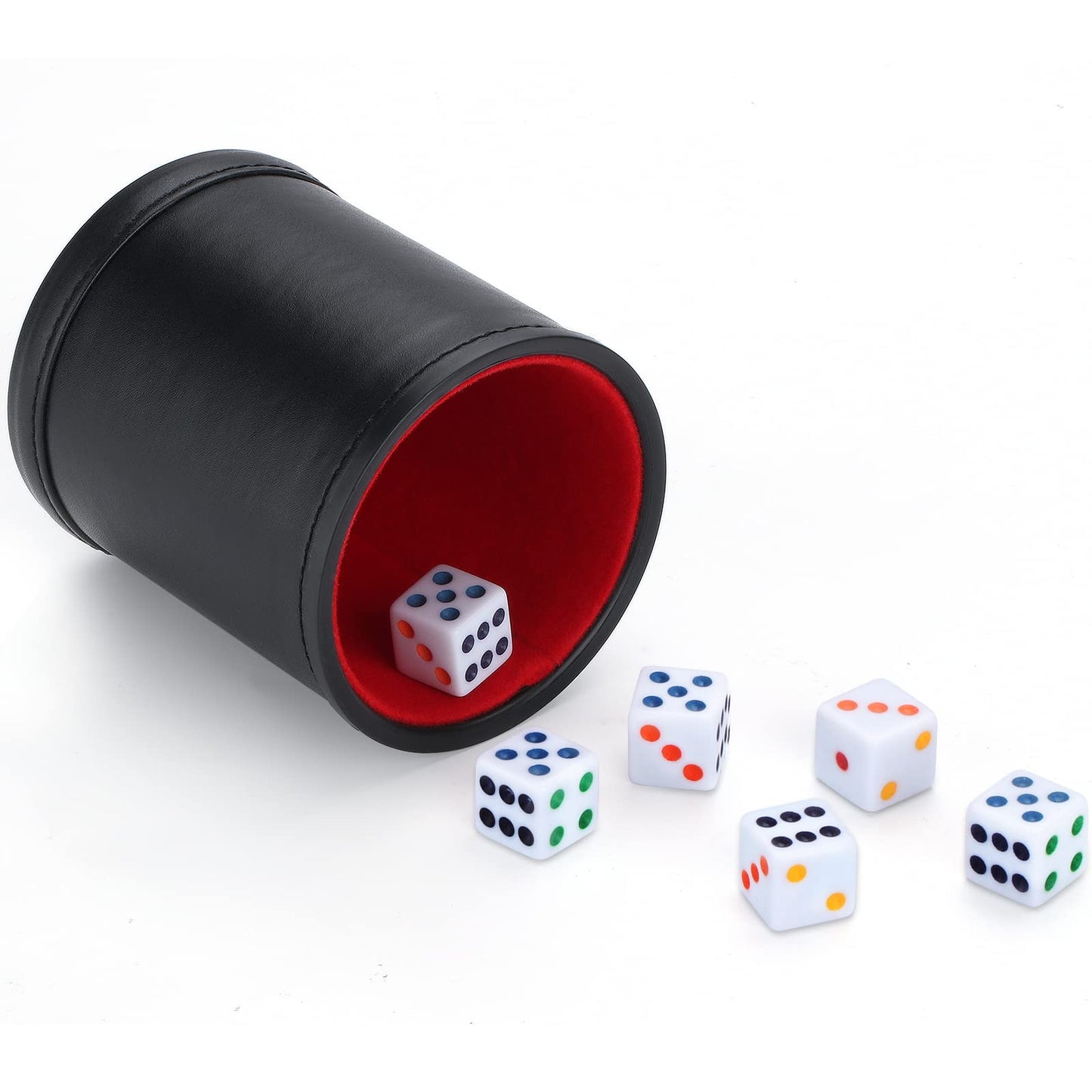Delta-shop Felt Lined Professional Dice Cup – 6 Dice Included | Quiet Yahtzee Play