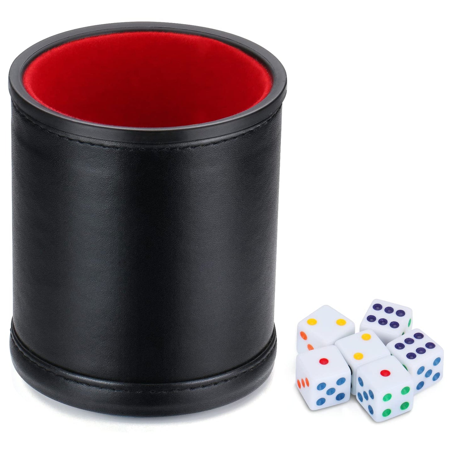 Delta-shop Felt Lined Professional Dice Cup – 6 Dice Included | Quiet Yahtzee Play