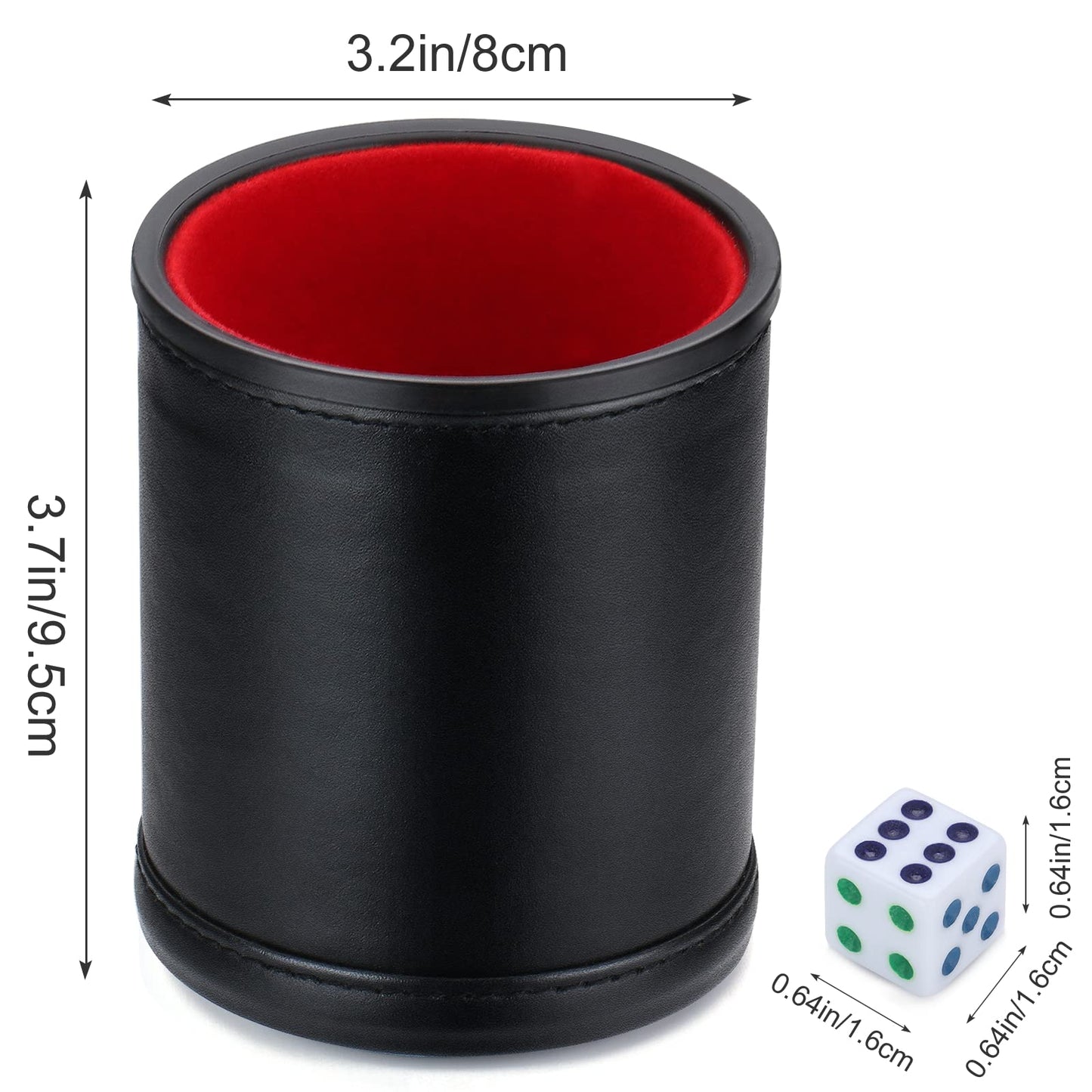 Delta-shop Felt Lined Professional Dice Cup – 6 Dice Included | Quiet Yahtzee Play