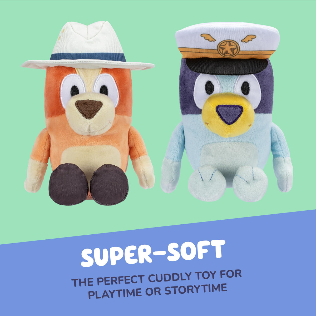 Bluey Plush Duo: 16-23” Bluey & Bingo Stuffed Animals Pack | Soft Captain & Holiday Plush Toys for Kids 3+