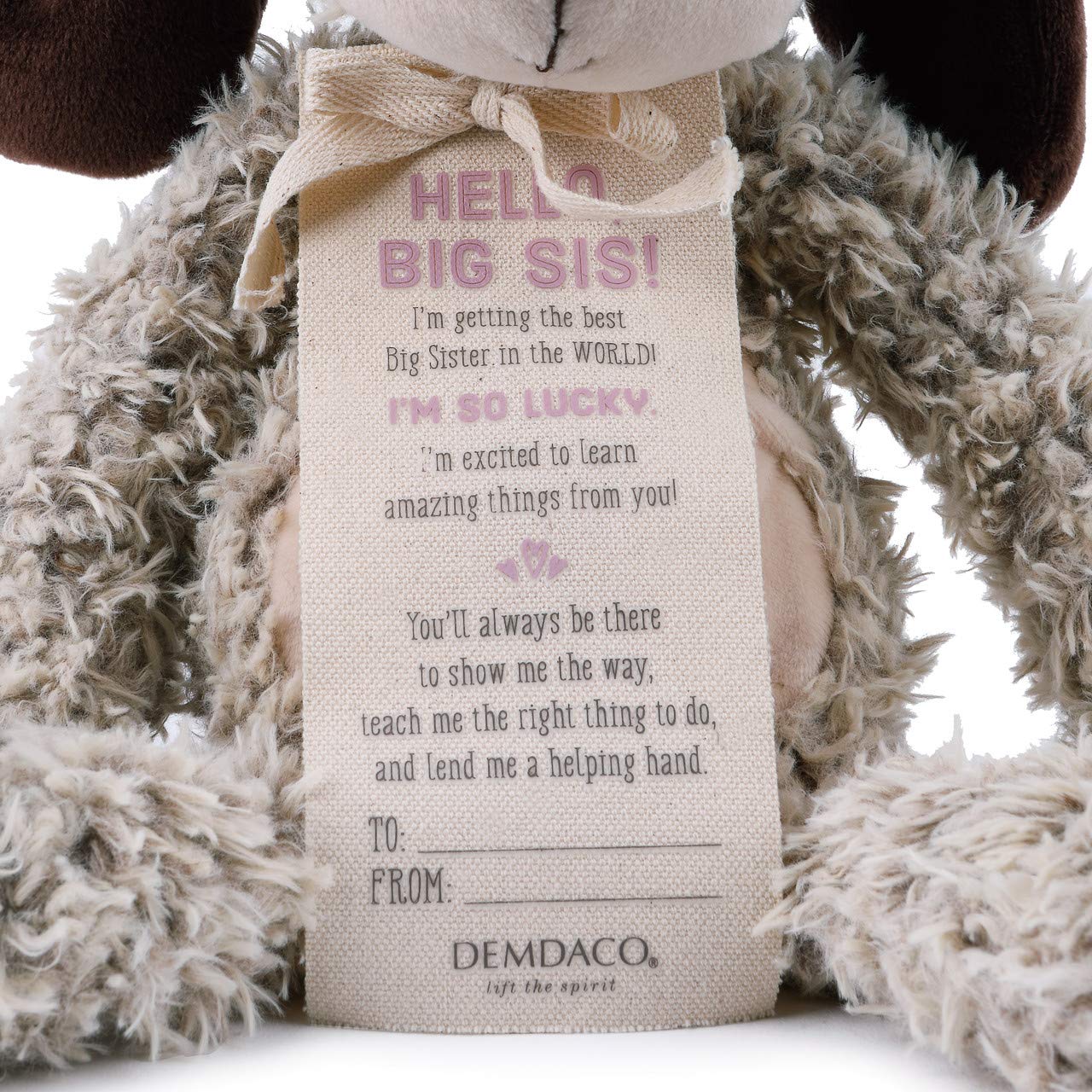 DEMDACO Big Sister Puppy Plush - 13-inch Soft Brown Stuffed Animal Toy | Gift for Big Sis