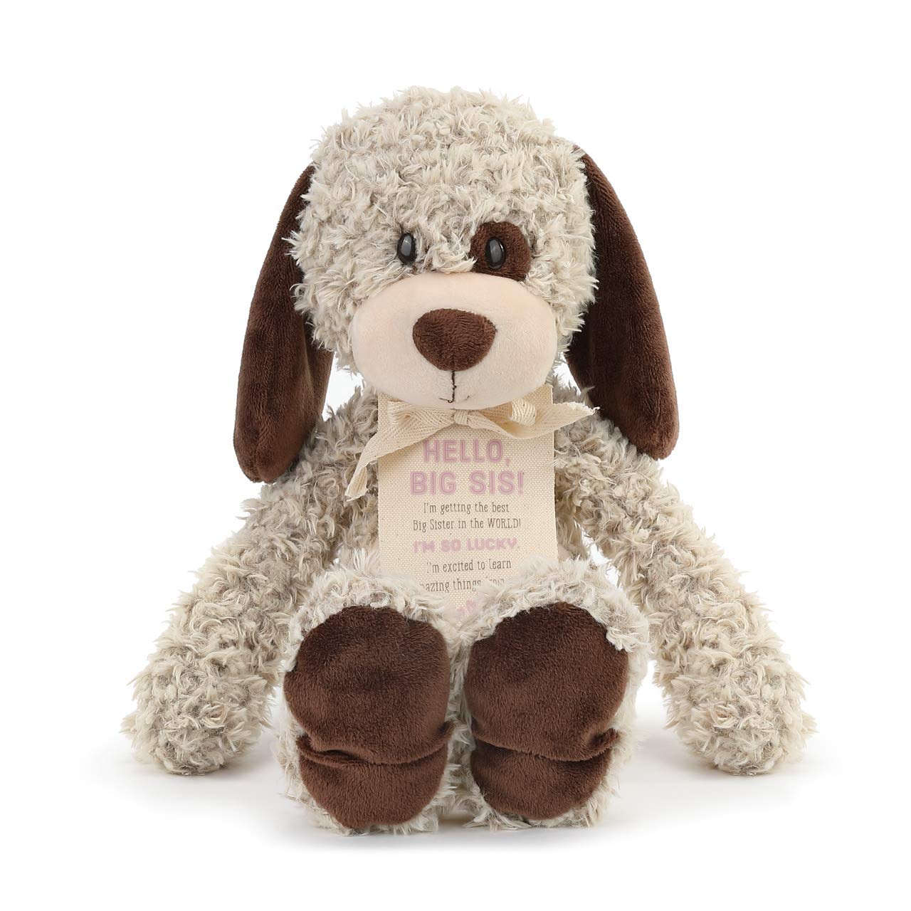 DEMDACO Big Sister Puppy Plush - 13-inch Soft Brown Stuffed Animal Toy | Gift for Big Sis