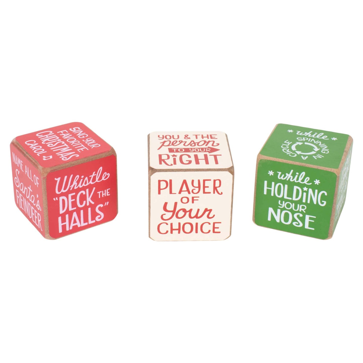DEMDACO Party Starter Dice - Colorful 2x2 MDF Christmas Activity Game