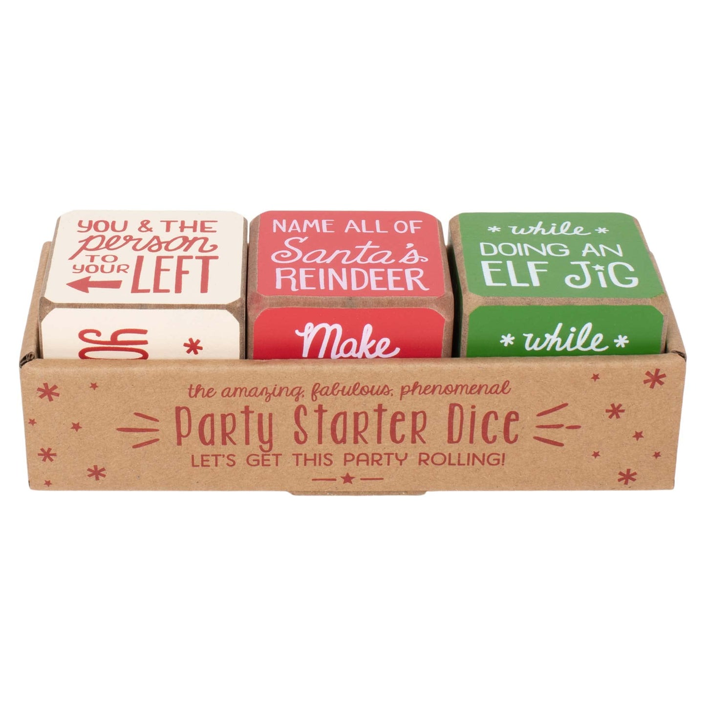 DEMDACO Party Starter Dice - Colorful 2x2 MDF Christmas Activity Game