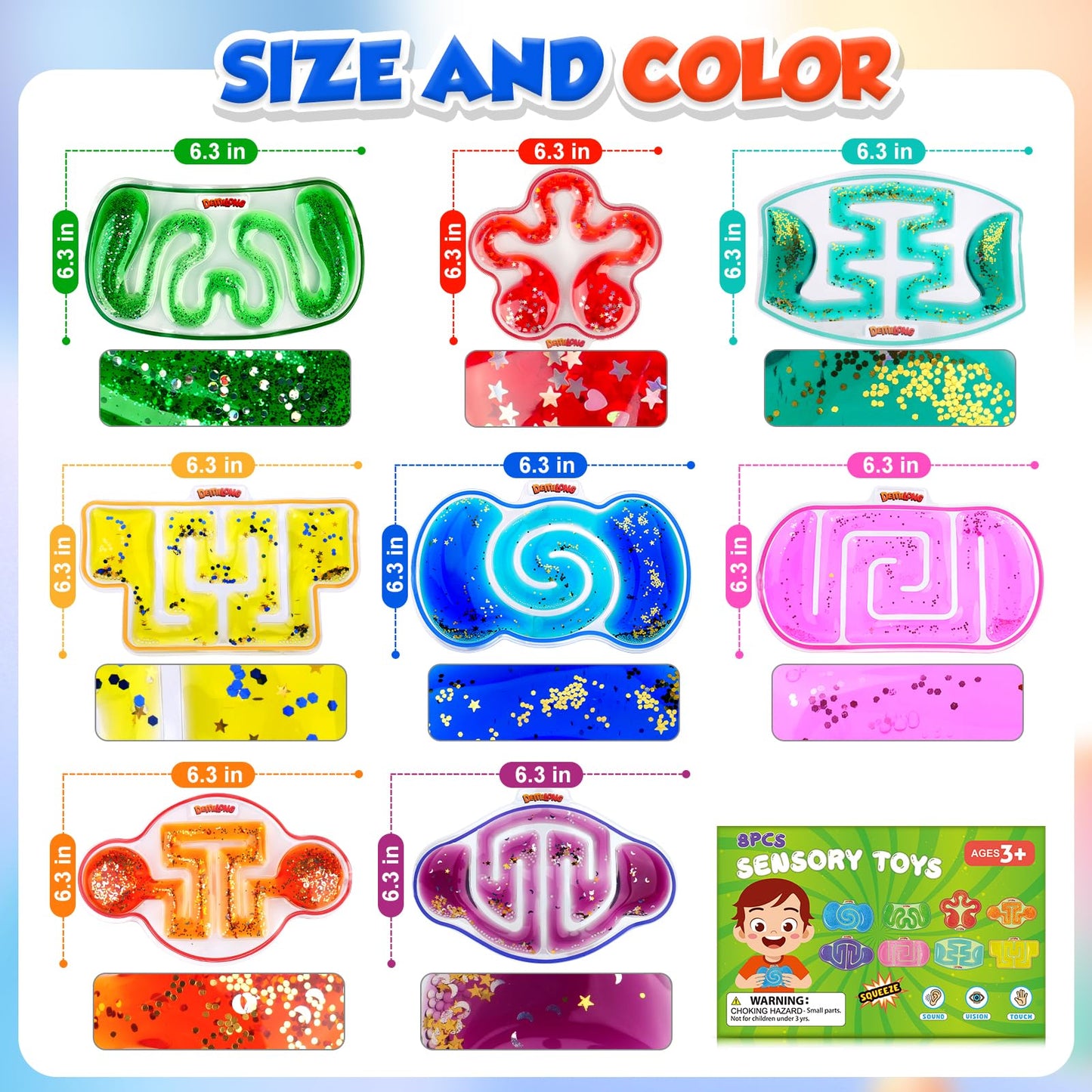 Demilong 8-Pack Squishy Sensory Toys – Fidget Mazes for Autism & Special Needs