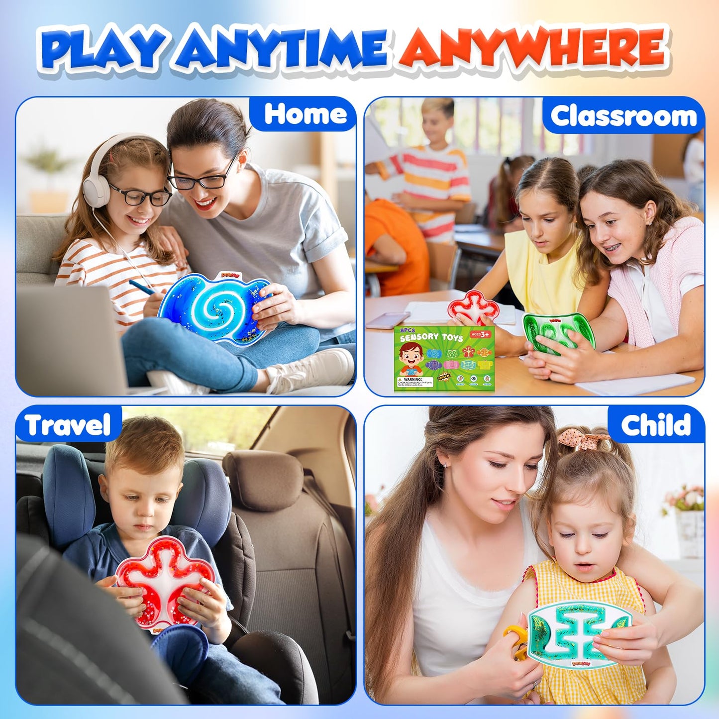 Demilong 8-Pack Squishy Sensory Toys – Fidget Mazes for Autism & Special Needs