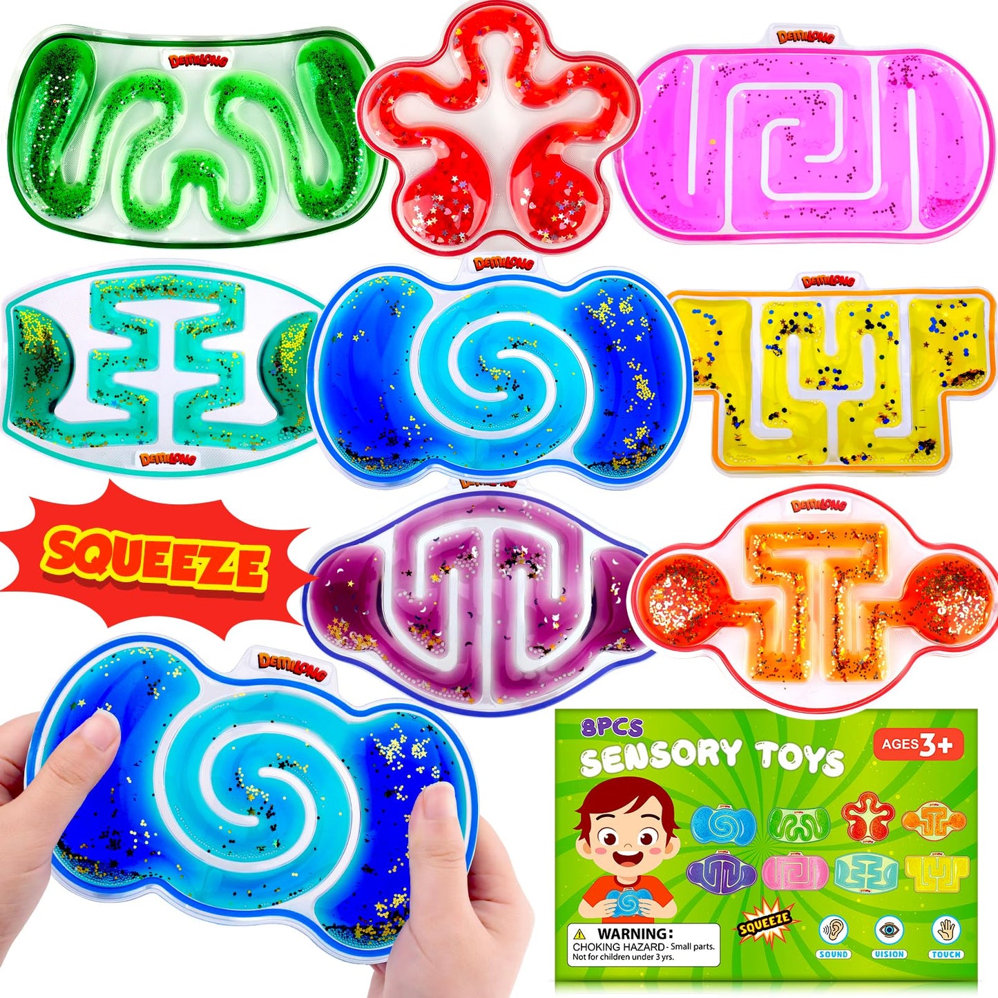 Demilong 8-Pack Squishy Sensory Toys – Fidget Mazes for Autism & Special Needs