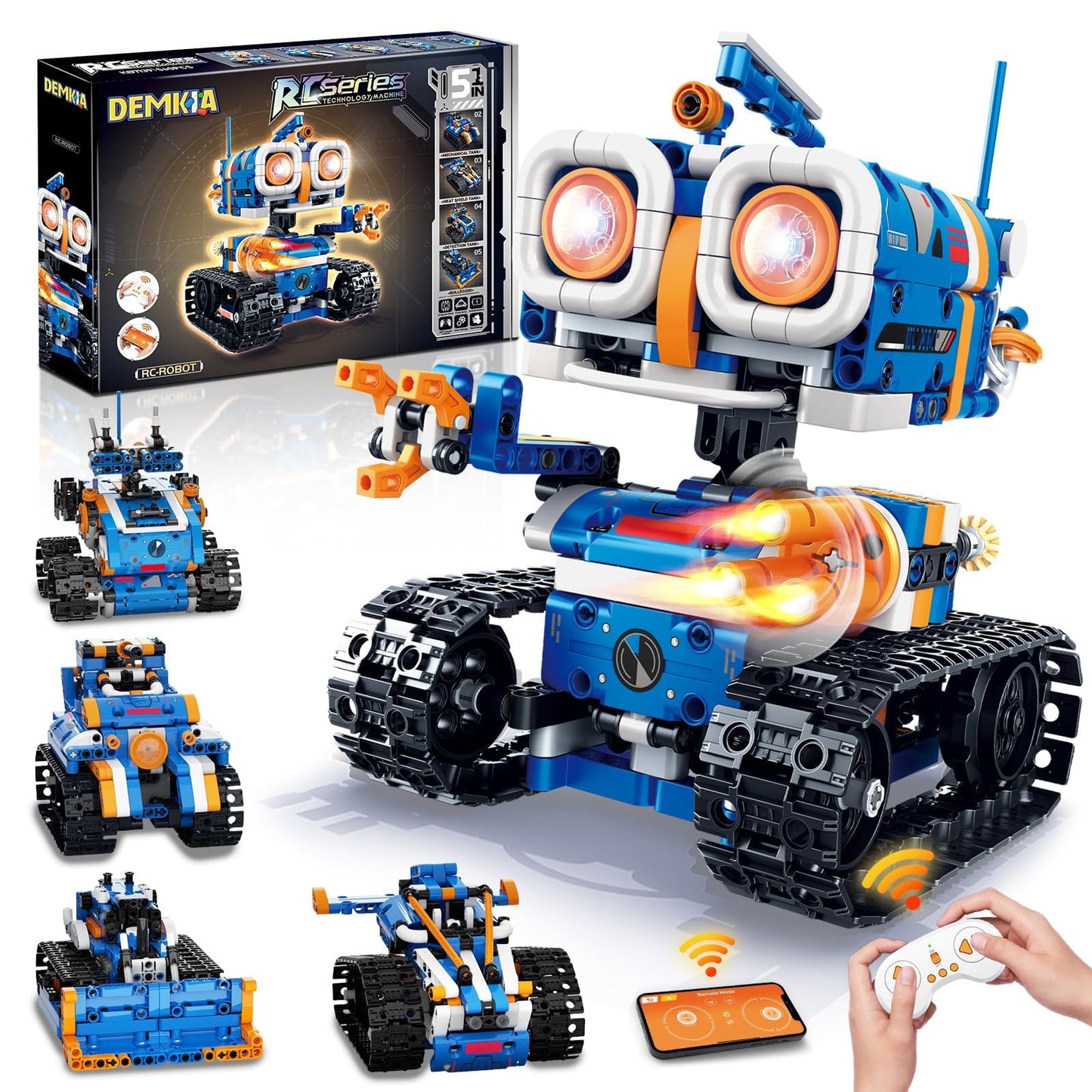 Demkia 5in1 STEM Robot Kit – 560 PCS RC & App-Controlled Robotics for Kids 8-12