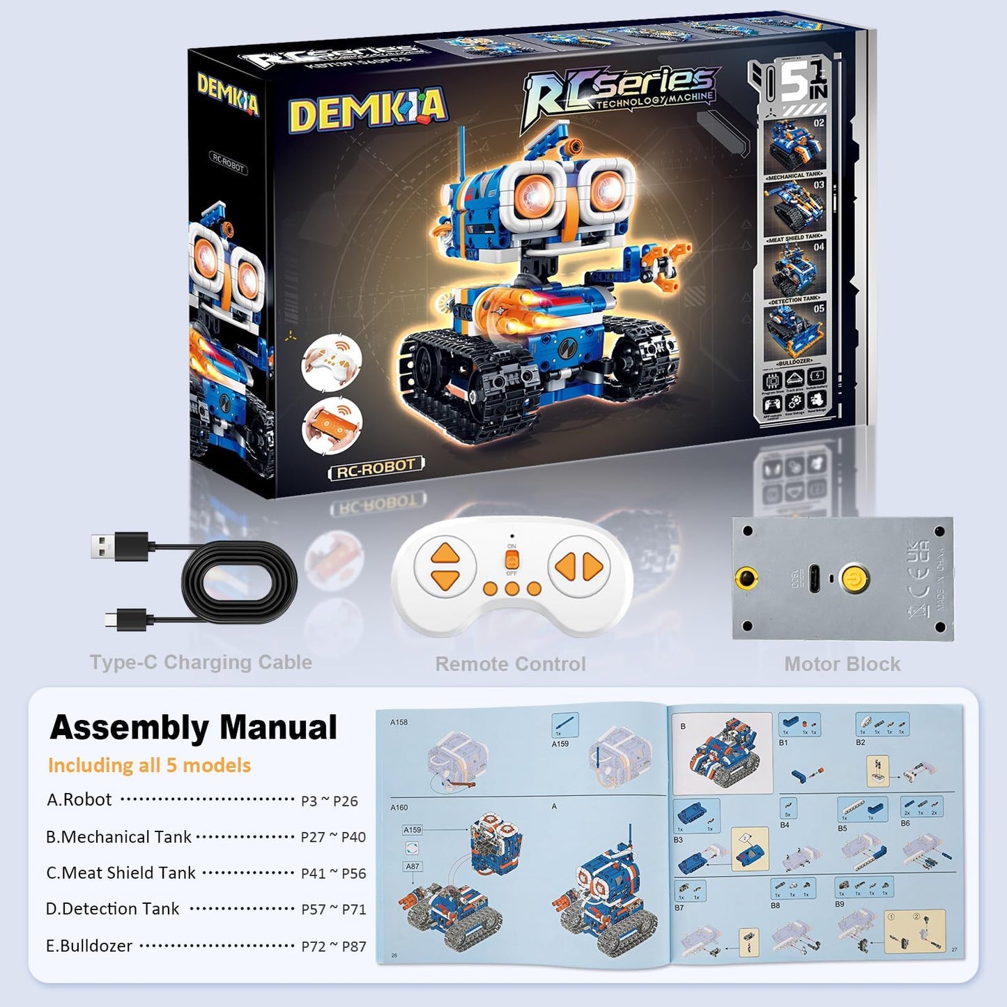 Demkia 5in1 STEM Robot Kit – 560 PCS RC & App-Controlled Robotics for Kids 8-12