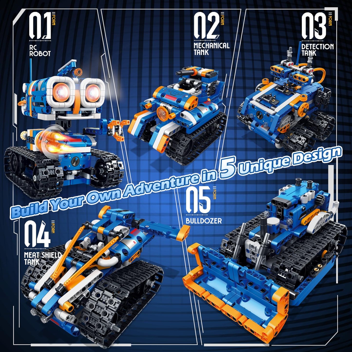 Demkia 5in1 STEM Robot Kit – 560 PCS RC & App-Controlled Robotics for Kids 8-12