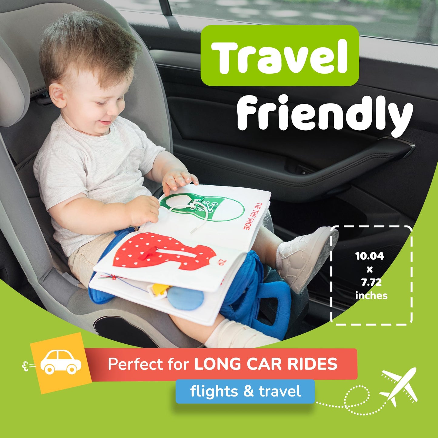 deMoca Busy Book for Toddlers 1–3 | Quiet Travel Activity Book for Airplane & Car Rides