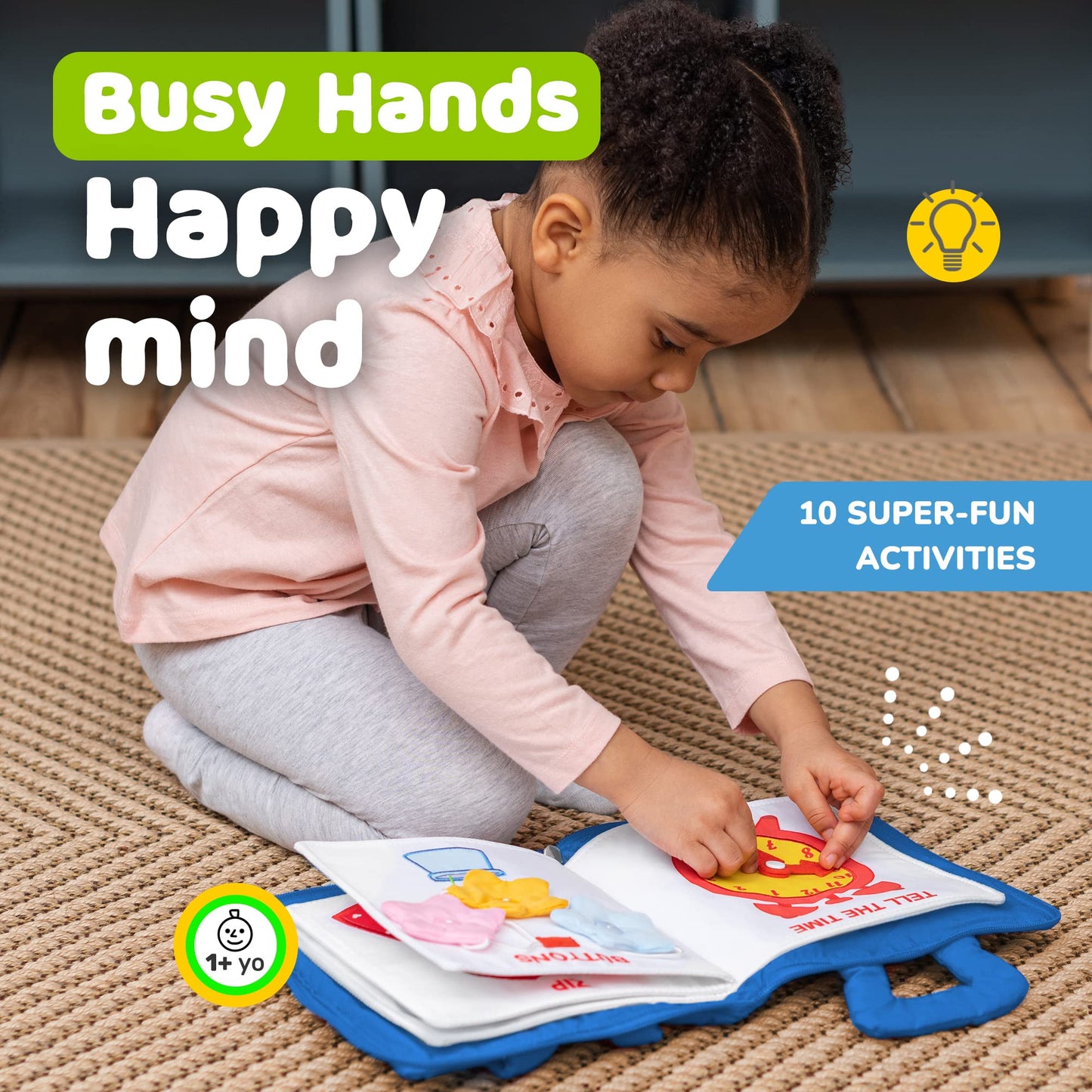 deMoca Busy Book for Toddlers 1–3 | Quiet Travel Activity Book for Airplane & Car Rides