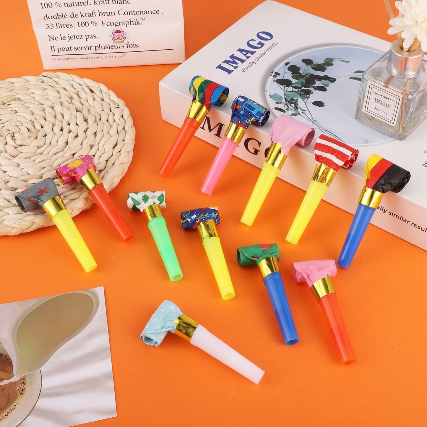 DEMOCRATIDO 50 Pcs Blowouts Noisemakers – Colorful Party Horns for Birthday & New Year