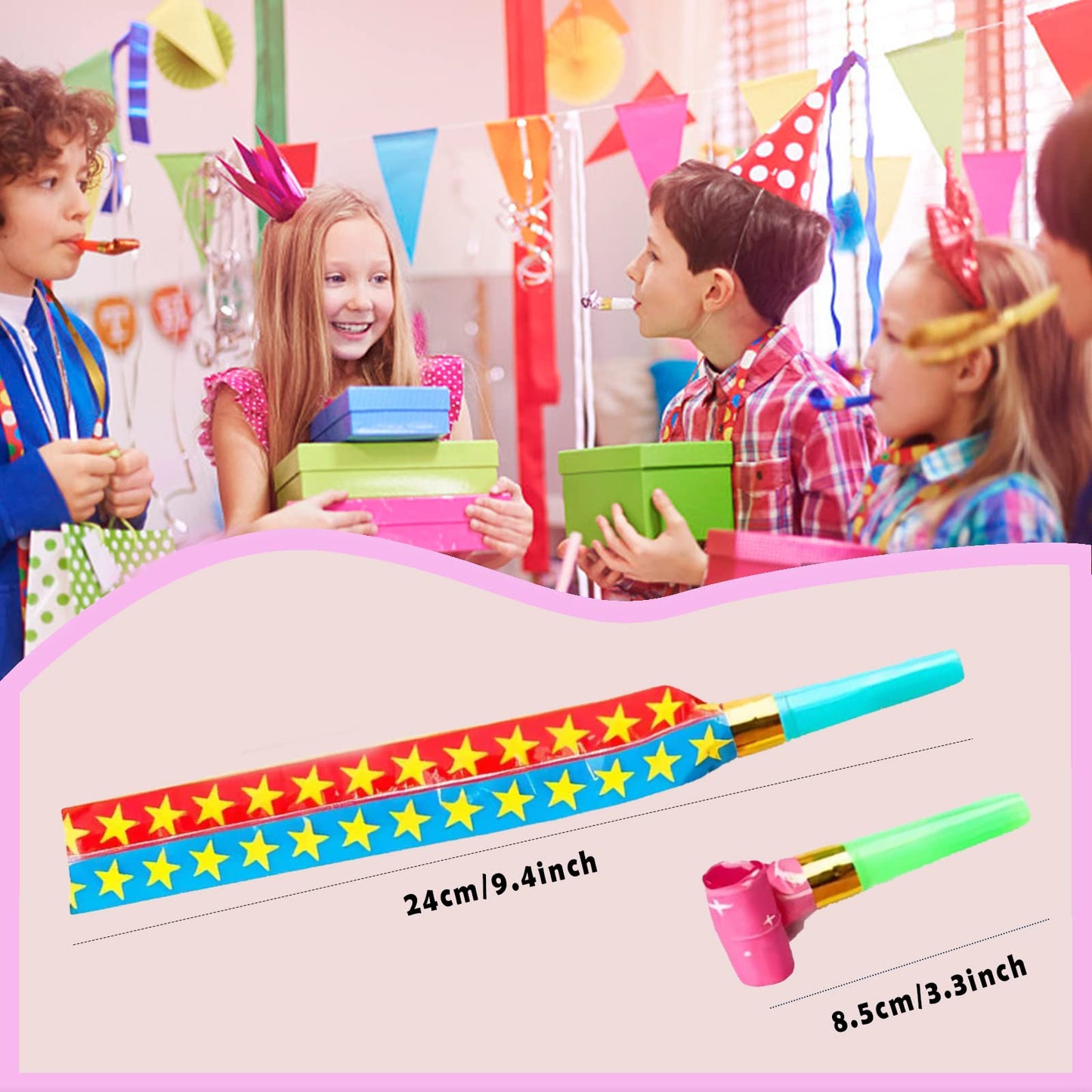 DEMOCRATIDO 50 Pcs Blowouts Noisemakers – Colorful Party Horns for Birthday & New Year