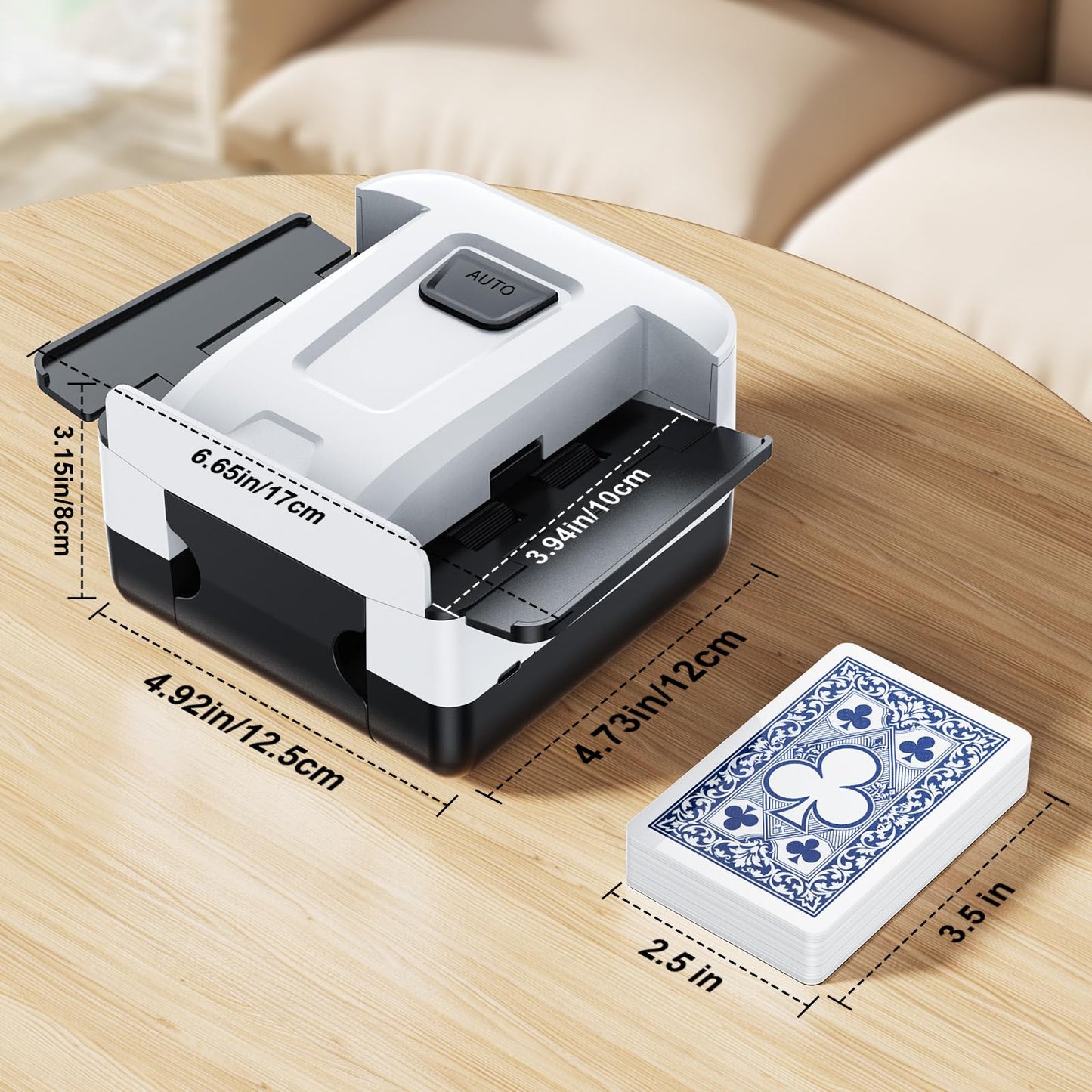 Demolike Automatic Card Shuffler – 1-2 Decks, Low Noise, Rechargeable & Portable (Black)