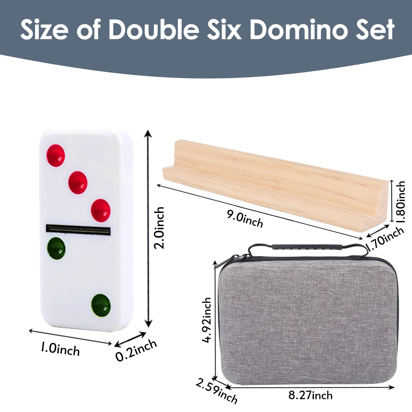 Demteric Upgraded Dominoes Double 6 – 28 Tiles, 4 Wooden Racks, Travel Case (2-4 Players)