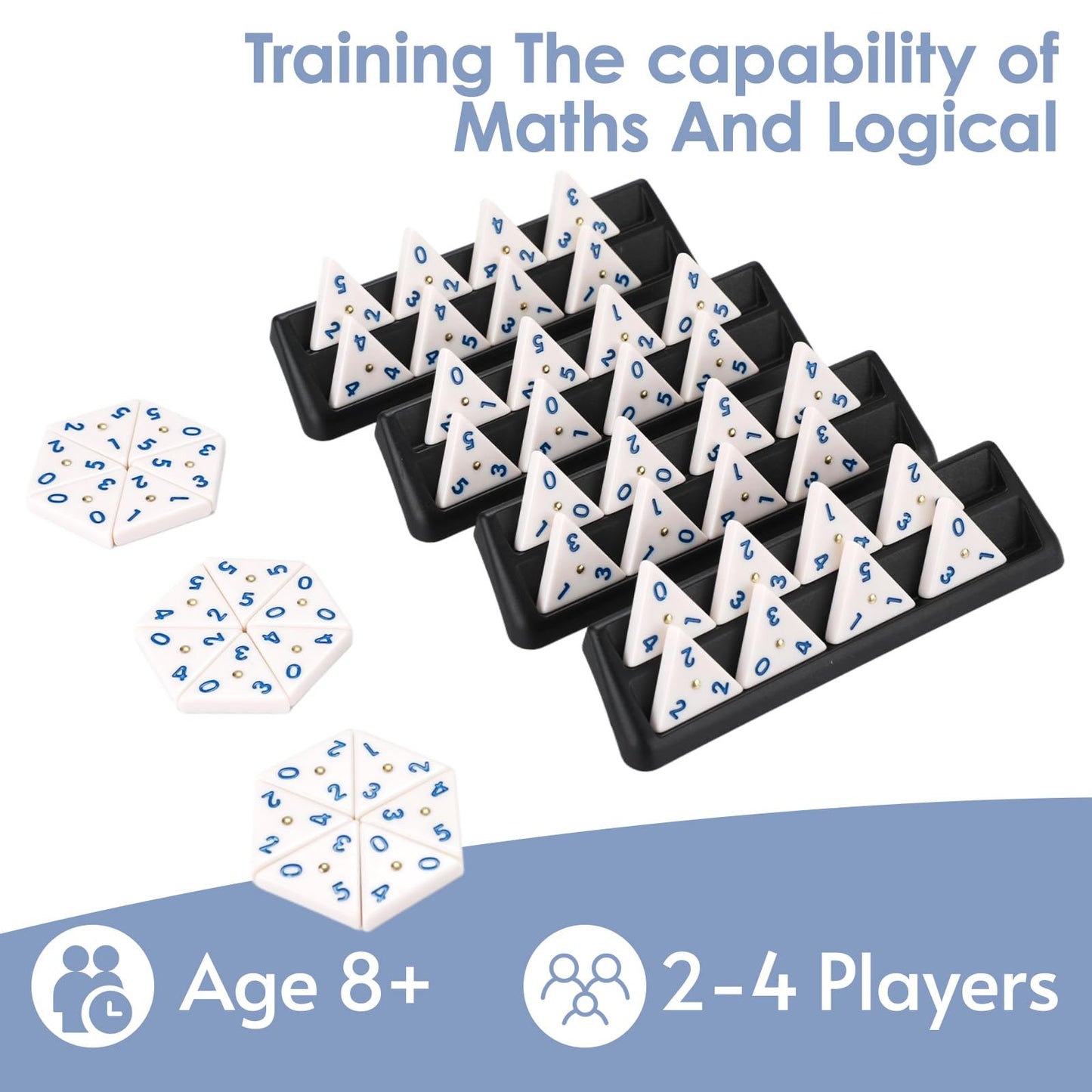 Demteric Triangle Domino Game Set with Travel Case | 56 Upgraded Tiles for All Ages