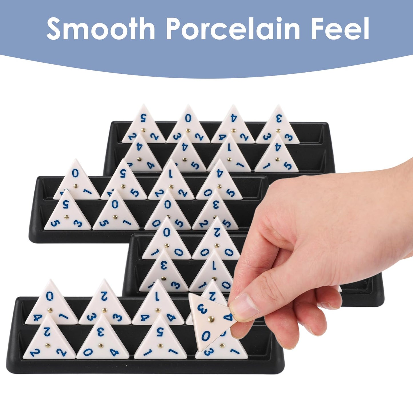 Demteric Triangle Domino Game Set with Travel Case | 56 Upgraded Tiles for All Ages