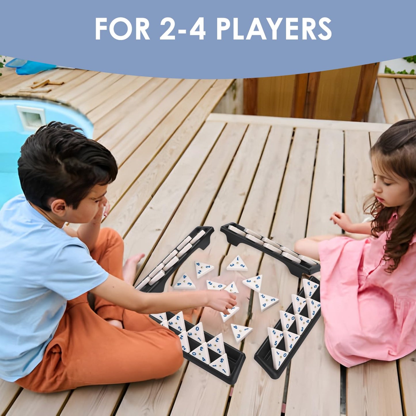 Demteric Triangle Domino Game Set with Travel Case | 56 Upgraded Tiles for All Ages