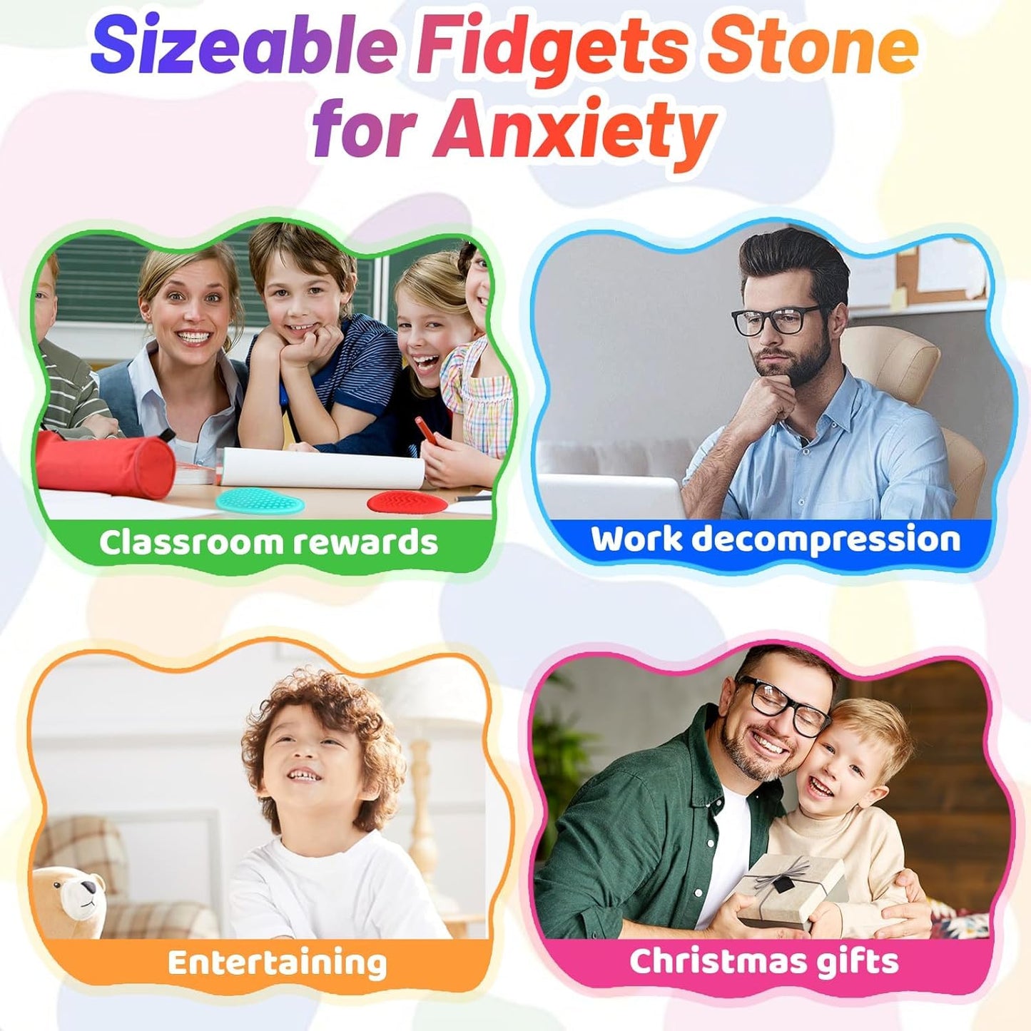 DENEZE 6pcs Fidget Stones – Textured Sensory Toys for Calming Anxiety