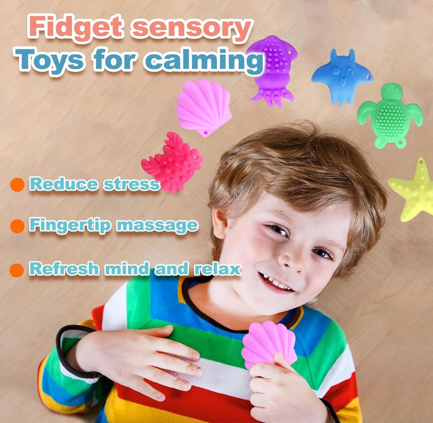 DENEZE Ocean Series 6pc Fidget Stones – Sensory Toys for Kids