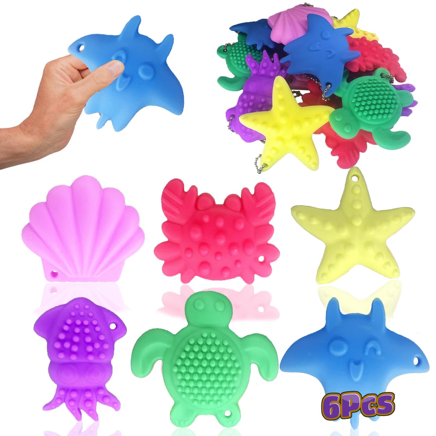 DENEZE Ocean Series 6pc Fidget Stones – Sensory Toys for Kids